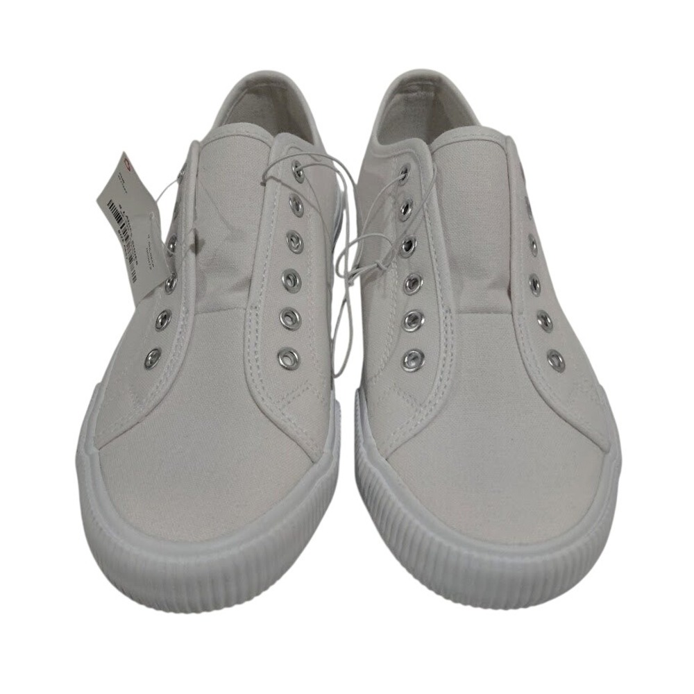Hurley Chloe Womens White Slip On Canvas Sneakers Shoes Laceless 6.5M NEW
